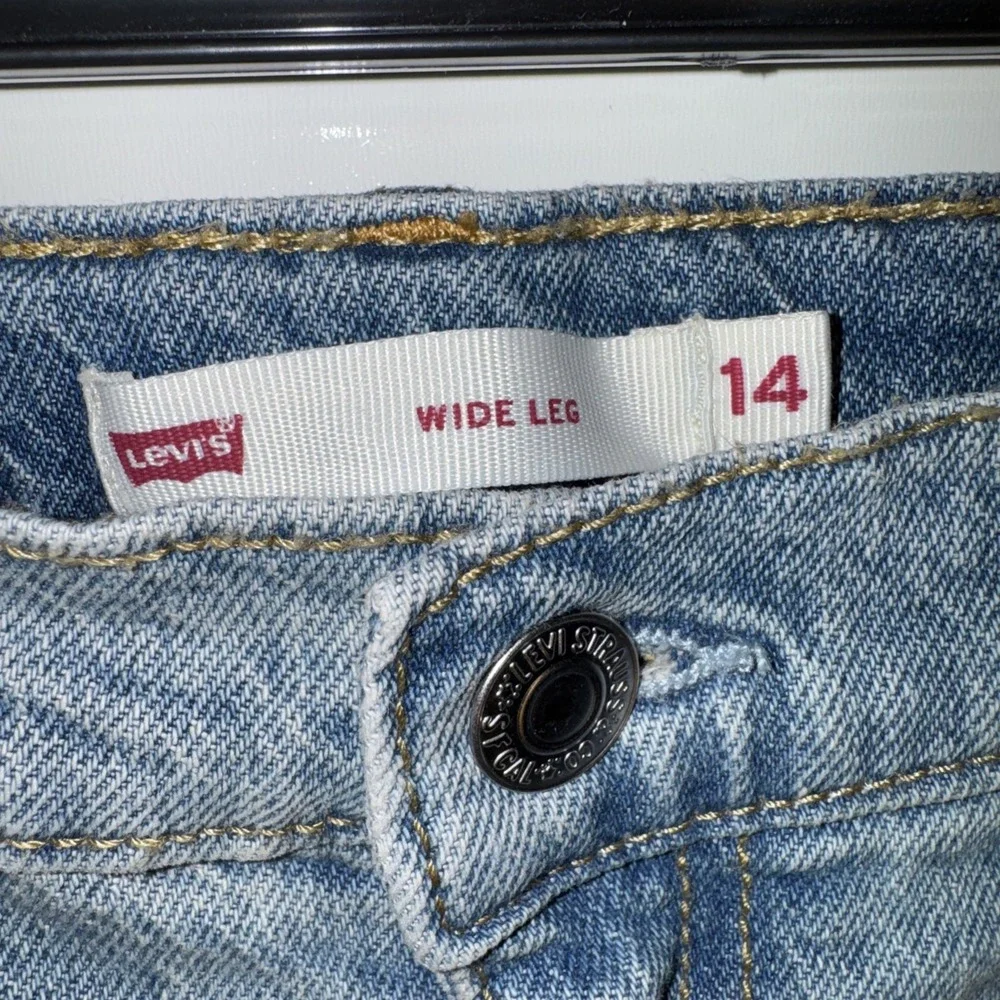 VTG Levi's Wide Leg Baggy Cargo‎ Jeans Elastic Stretch Adjustable Waist SIZE 14